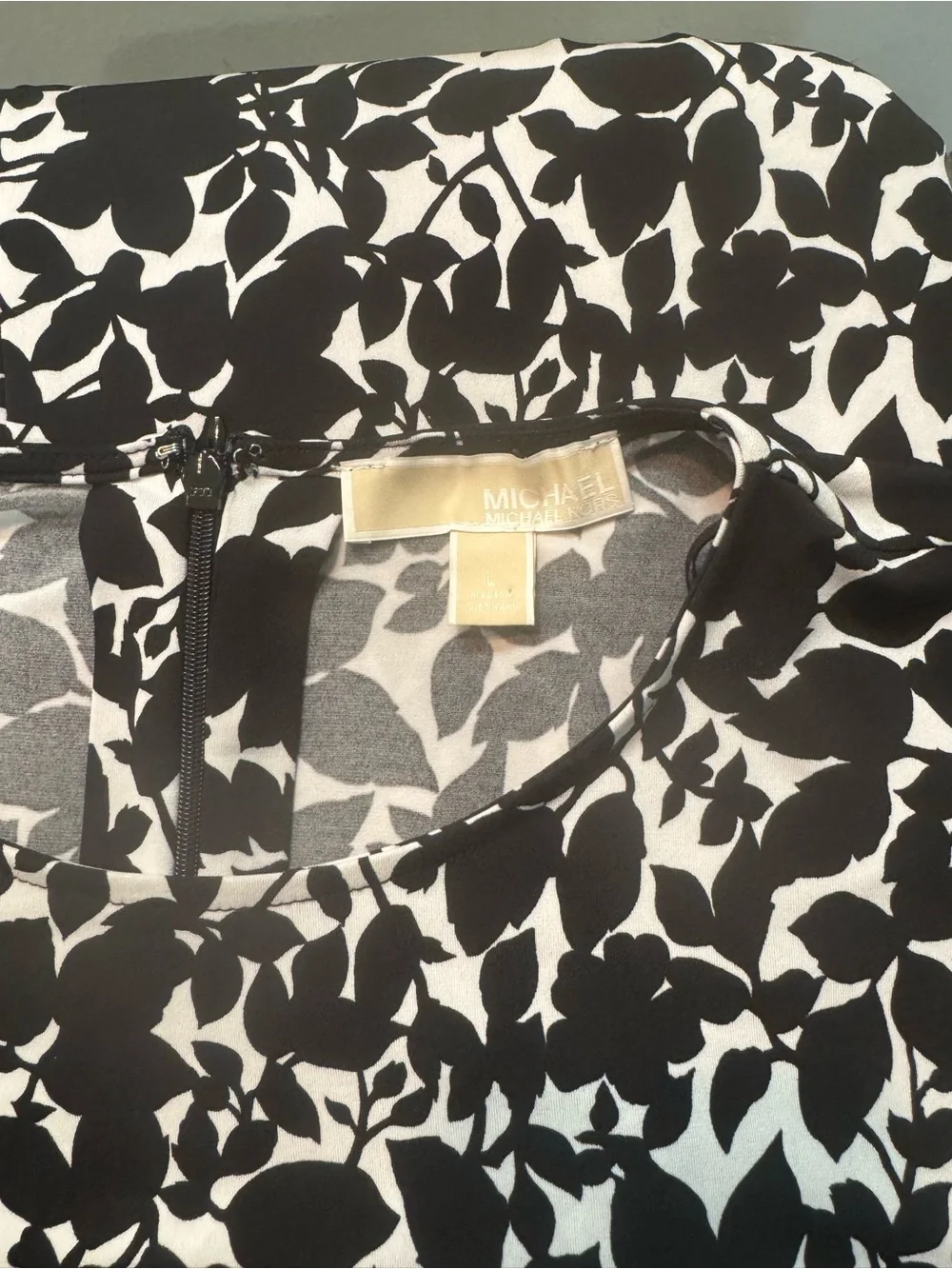 Michael Kors Black & Cream Long-Sleeve Printed Sheath Dress